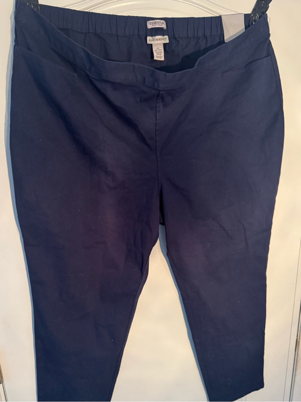 Catherines Navy Pull-On Cropped Ankle Pants